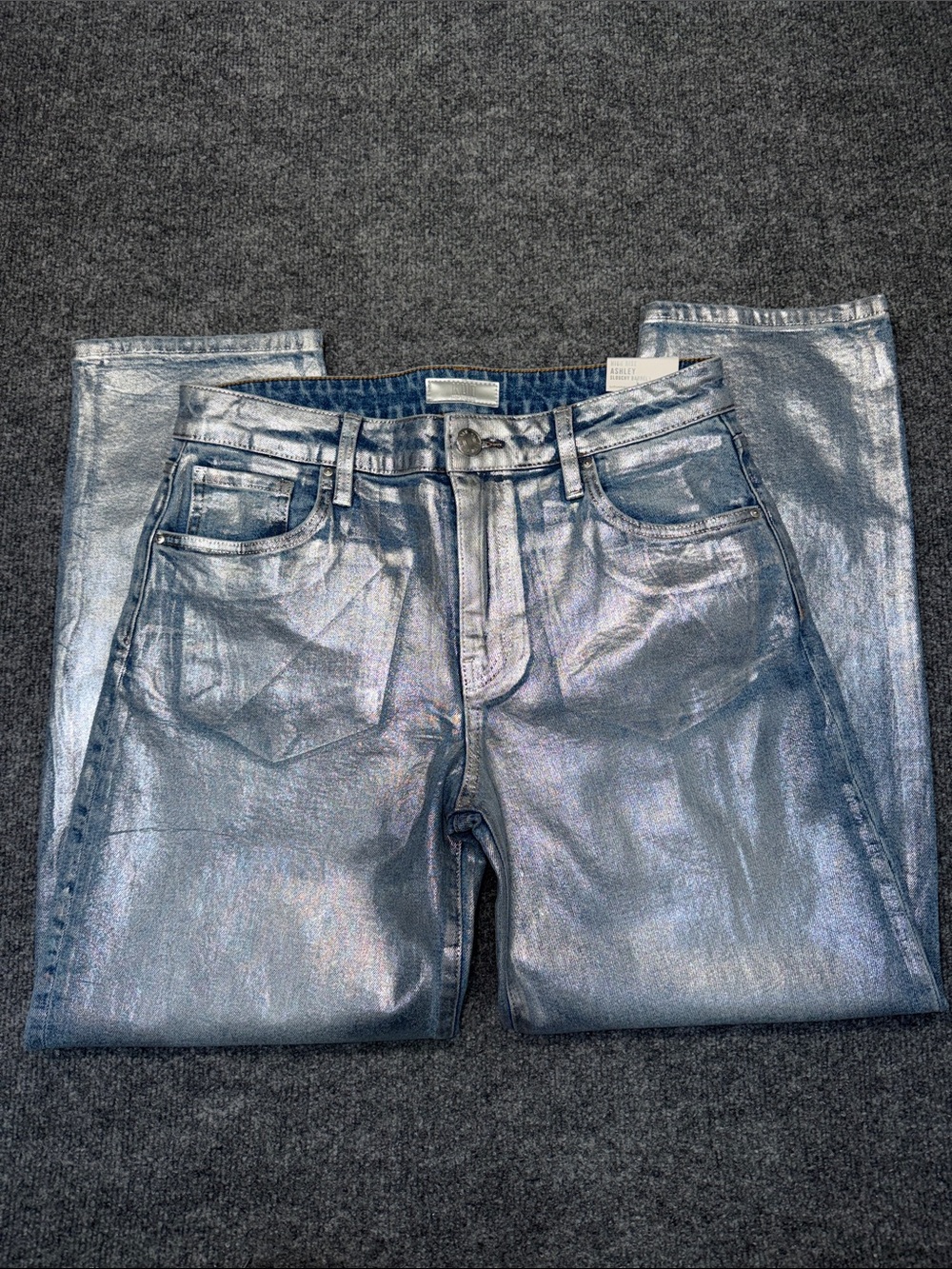 Kut from the Kloth Metallic Silver Ashley Barrel Jeans - Picture 7 of 14